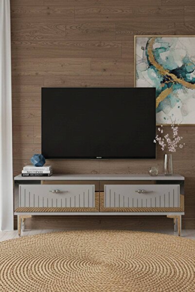 YUMEDİ DESİGN TSA1204BS - KEREM TV STAND , TV SEHPASI 120CM BEYAZ-SİLVER