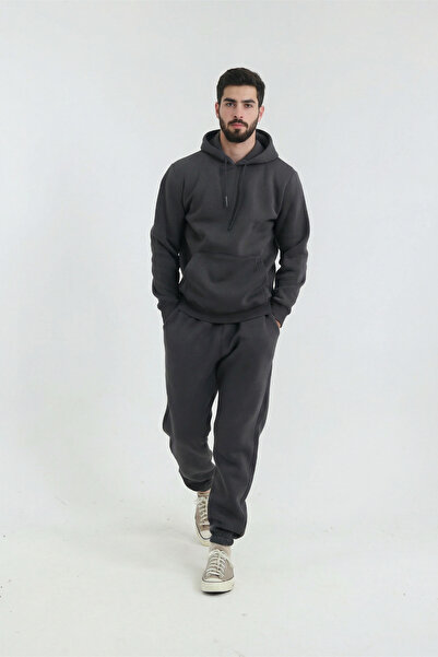 Veleno Smoked Men's Kangaroo 3 Thread Tracksuit Set with Fleece Inside, Wool ...