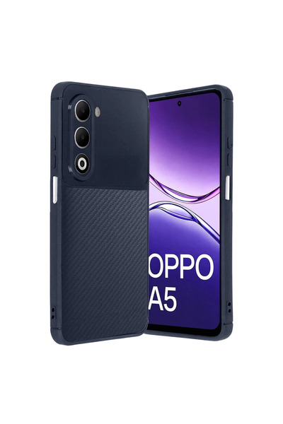 Marsilyan غطاء كربون أوتو فوكس لهاتف اوبو A5 4G - أزرق داكن
