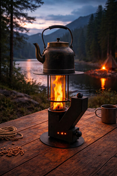 OEM Portatif Mini Cam Pelet Soba (Kamp/Balkon/Teras) – 5 Kg Pelet + Jel Hediye