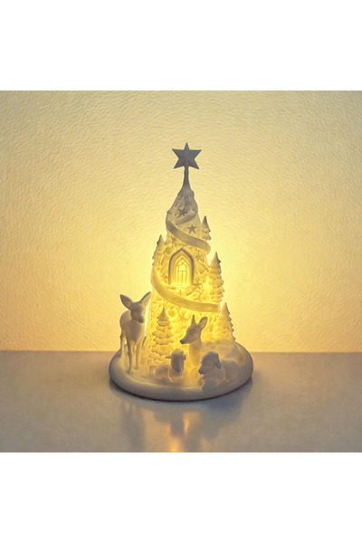 multiogz 🎄 LED Işıklı Dekoratif Yılbaşı Köyü Biblosu – Geyikli Kış Temalı Ma...
