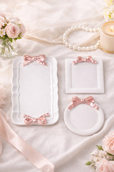 Star Shine Fiyonk Detaylı Dekoratif Organizer Set (Renk;Metalik Pembe)