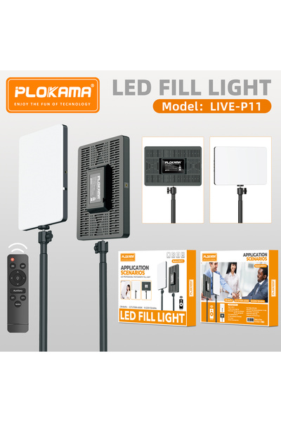PLOKAMA لوحة إضاءة LED Live-P11، درجة حرارة لون قابلة للتعديل، بث مباشر احترافي