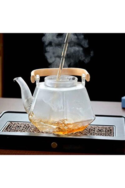 cc bin shihon Pyrex glass ribbed teapot, heat resistant, 1200ml capacity glass teapot