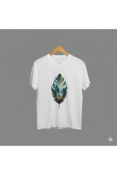 CLASSY.MODA Tricou unisex supradimensionat cu imprimeu cu pene și siluetă de ...