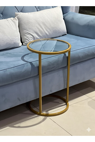 terndat Gold serving table with clear glass