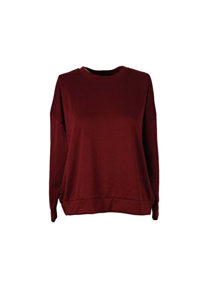 trender 26Ydt1000031 Burgundy Women's Sweatshirt Modal Basic O Neck