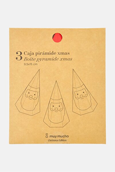 Muy Mucho 3 Pack Pyramid Christmas Box, Red