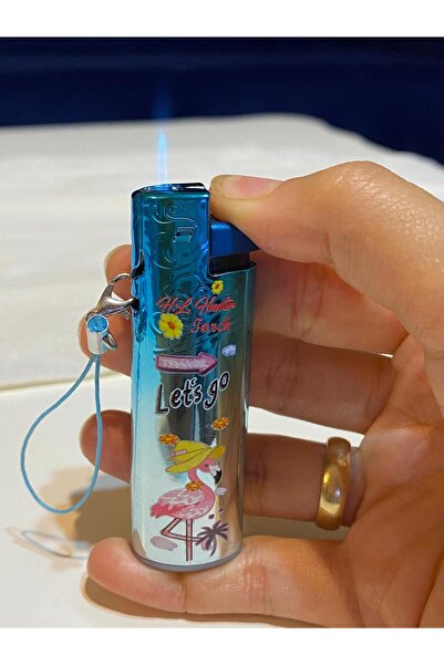 İNDİRİM CENTER Özel İpli Flamingo Desenli Şık Tasarım Gazlı Çakmak