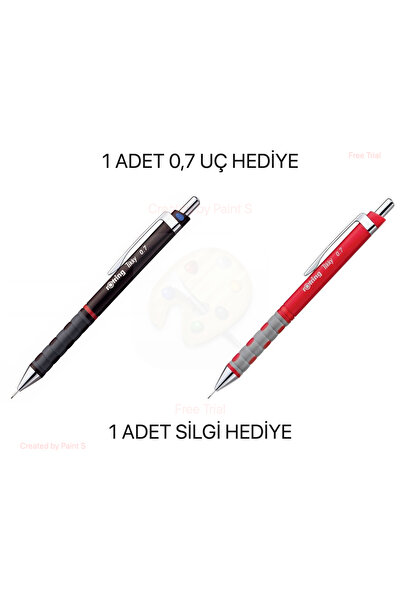 Rotring Versatil Tikky 0,7 Uçlu Kalem KIRMIZI BORDO 2 ADET SET / 0,7 UÇ VE Sİ...