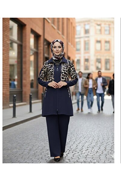 modasindoma Set de damă din două piese cu imprimeu leopard