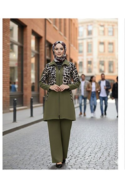 modasindoma Set de damă din două piese cu imprimeu leopard