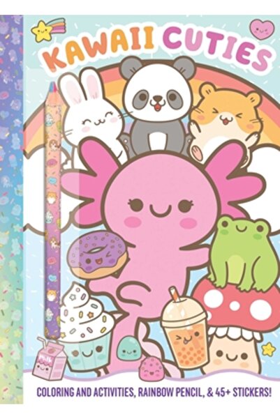 Silver Dolphin Books Drăgălașe Kawaii: Carte de colorat cu creion curcubeu