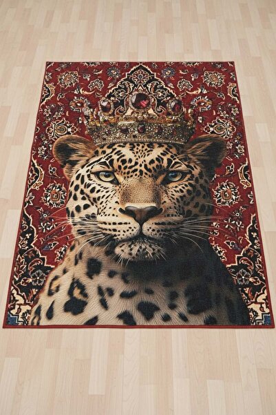 SSC Dekor Leopar Desenli Halı - Dijital Baskılı Yıkanabilir Kaydırmaz Taban S...