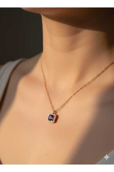 Clariss Kare Kesim Zirkon Taşlı Rose Mor Beyaz Renk Seçenekli Kaliteli Pirinç...