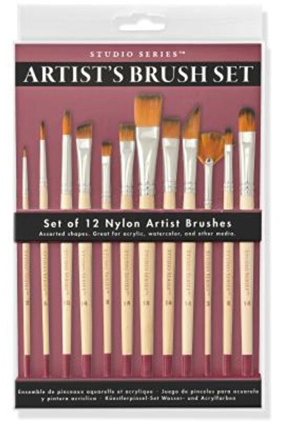 BIBLIOBAZAAR Set de pensule pentru artiști din seria Studio (12 pensule de ca...