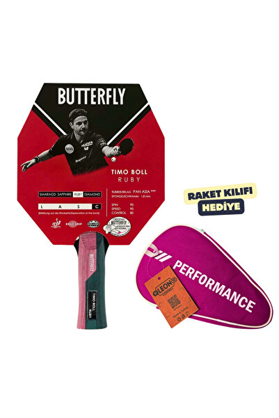 BUTTERFLY Timo Boll Ruby Masa Tenisi Raketi ITTF Onaylı - Raket Kılıflı