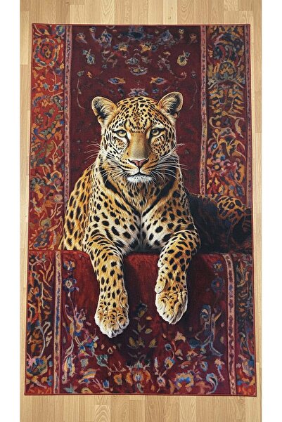 SSC Dekor Leopar Desenli Halı - Dijital Baskılı Yıkanabilir Kaydırmaz Taban S...