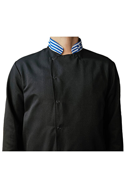 Ant Rotagrup Üniforma ve İş Elbiseleri Jachetă de bucătar – Culorile Greciei Uniformă de bucătărie unisex cu mânecă lungă, cu detaliu la guler