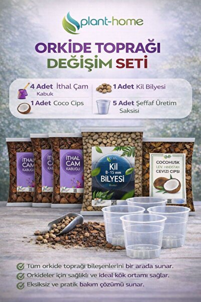 Plant Home Power Mix Orkide Toprağı Değişim Seti – İthal Çam Kabuğu, Coco Cip...