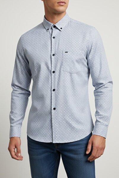 DİO Hitman Men’s Light Blue Printed Casual Shirt