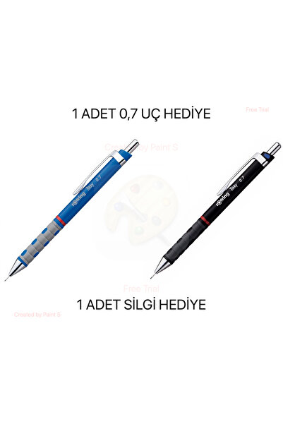 Rotring Versatil Tikky 0,7 Uçlu Kalem BORDO MAVİ 2 ADET SET / 0,7 UÇ VE SİLGİ...