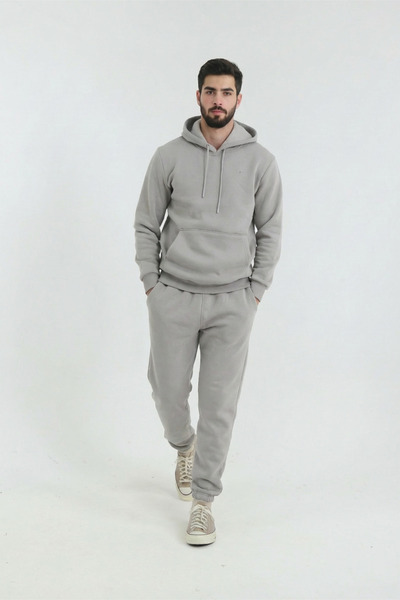 Veleno Stone Men's Kangaroo 3 Thread Tracksuit Set with Fleece Inside, Wool S...