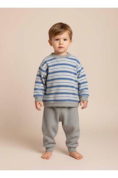 eradkids Organic Cotton Striped Top and Bottom Set / Baby Premium Double Set