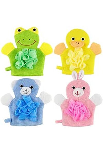 OASISGALORE أربع قطع من قفازات الاستحمام بتصميم حيوانات لطيفة