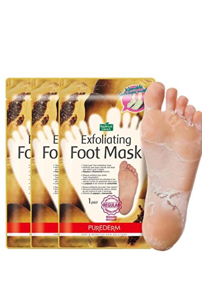 Purederm قناع تقشير القدمين بالبابايا، عبوة من 3 قطع