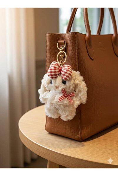 REBORN DESIGN سلسلة مفاتيح / زينة للحقائب بتصميم كلب صغير مع تفاصيل التوتو