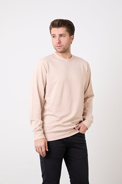 Erkek Basic Bisiklet Yaka Düz Renk Sweatshirt