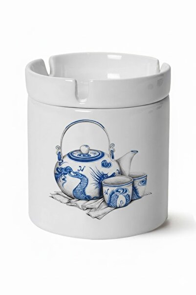 sartre art Seria Blue Blanc, design Tea Enjoyment, scrumieră pentru cenușă fă...