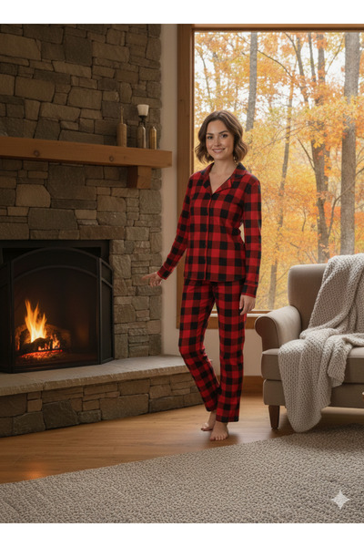 Sude HOMEWEAR Women's Pajama Set with Checkered Pattern