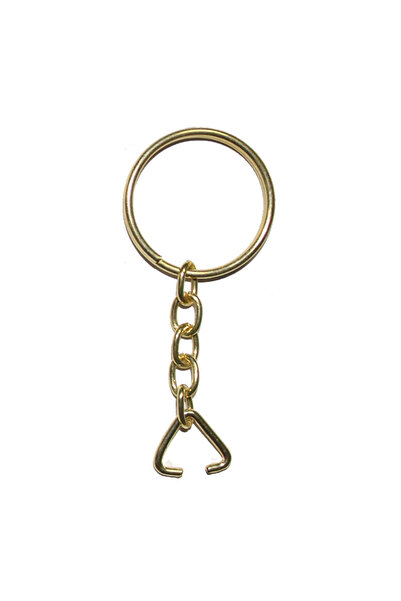 shopwave Keychain Ring, Ring + Chain + Triangle, 24mm, Gold, Yellow, 1 Piece