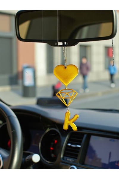 KUKO DESIGN Love & Shine Charm Kişisel Harfli Kalp & Pırlanta Detaylı Araba D...
