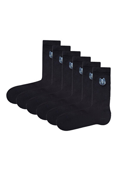 Mavi 6-Piece Men's Wolf Logo Navy Blue Socks