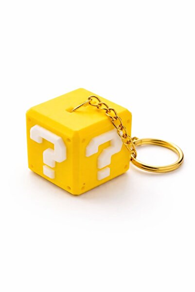 Middles&Niddles Collection سلسلة مفاتيح على شكل مكعب أصفر - مع علامة استفهام ...