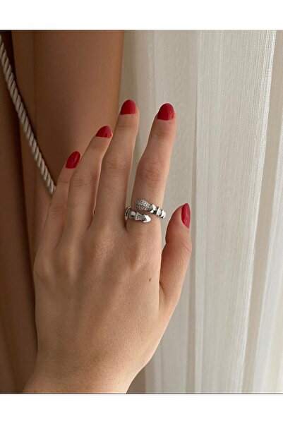 nunu takı Engraved Silver Snake Ring