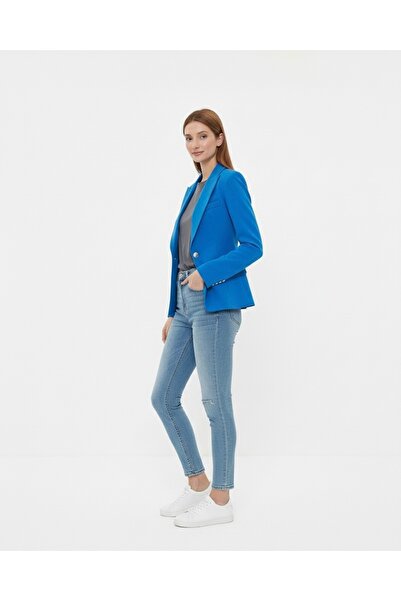 ROSAVI Kadın Klasik Şık Blazer Ceket – Saks Mavi