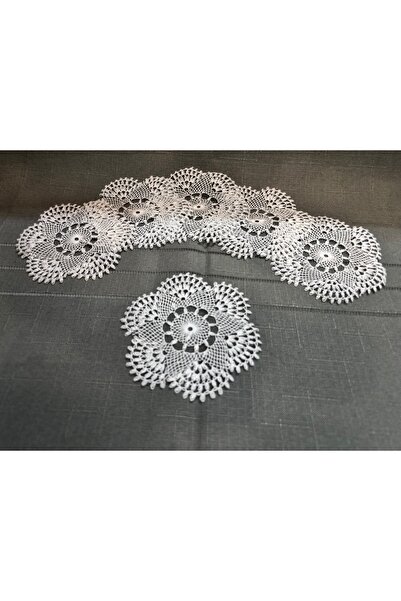 MELOŞ HOME 6 Parça El Emeği İğne Oyası Yuvarlak Motifli Bardak Altı