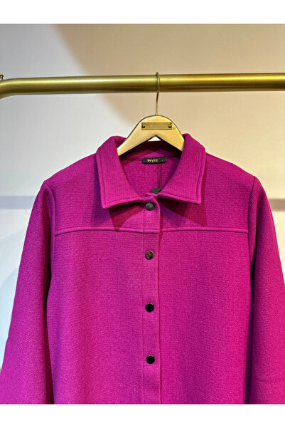 Invee Seasonal Long Coat with Snap Closure - Fuchsia