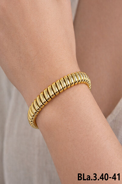 femline سوار نسائي ذهبي اللون مع تفاصيل مفصلة ولامعة