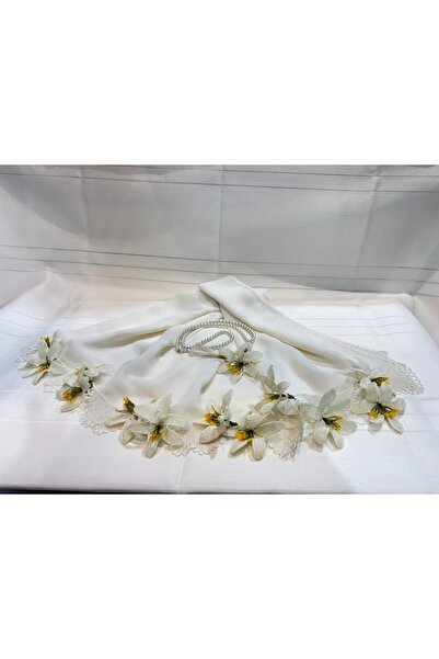MELOŞ HOME El Emeği İğne Oyası Beyaz Çiçek Motifli İpek Mevlit Örtüsü - Tesbi...