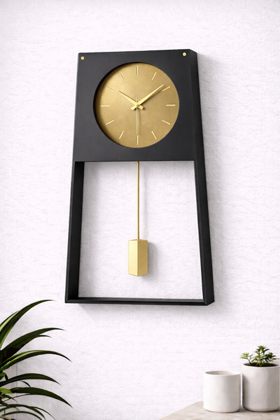 mee wall art Metal Gövde İskandinav Stil Sarkaçlı Duvar Saati – Sessiz Mekanizma