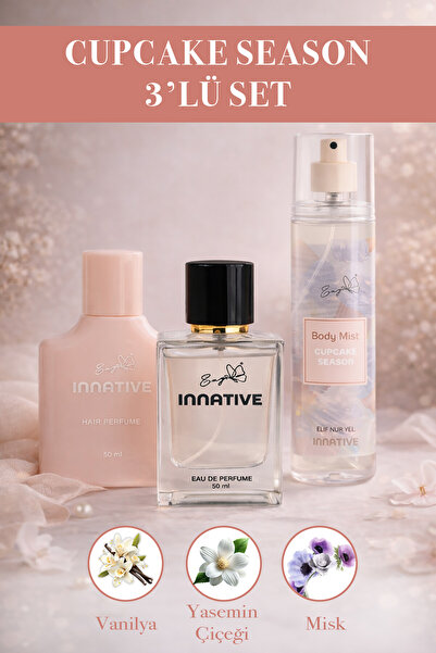 INNATIVE Cupcake Season Saç Parfümü Body Mist ve EDP Parfüm Seti