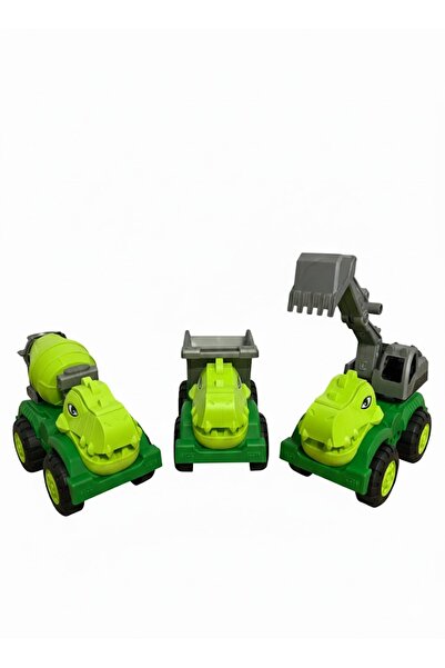 Uniqlion 3'lü Dinozor İş Makineleri (Kepçe-Kamyon-Silindir)