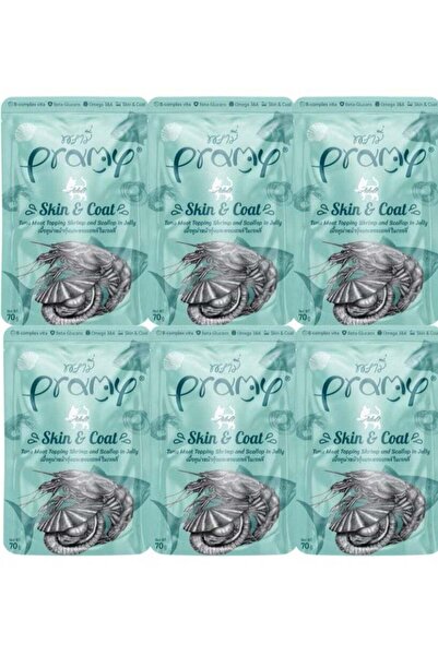 BRAMİA طعام رطب للقطط البالغة بنكهة التونة والروبيان - 6 أكياس، وزن كل كيس 70...