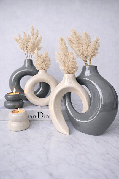 Luthien Brightly Lacquered Ivy Vase, Donut Vase and Candlestick Set