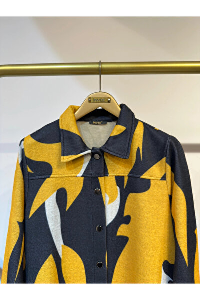 Invee Seasonal Long Overcoat with Snap Closure - Yellow